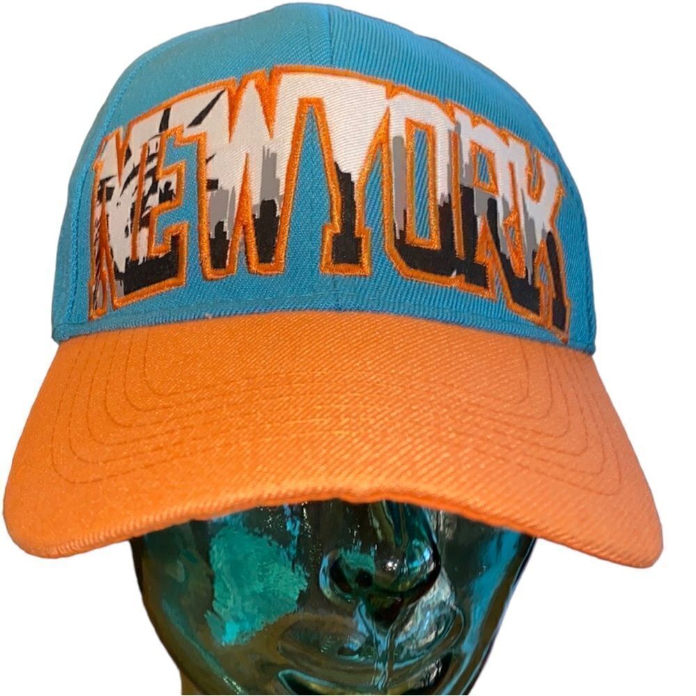 Vintage Teal and Orange New York Logo Baseball Cap